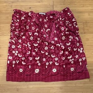 Ulla Johnson Burgundy and White Floral Blouse